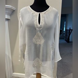 Chico’s Sheer/Metallic Tunic Top